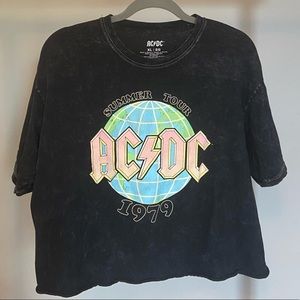 AC/DC washed cropped oversized band tee